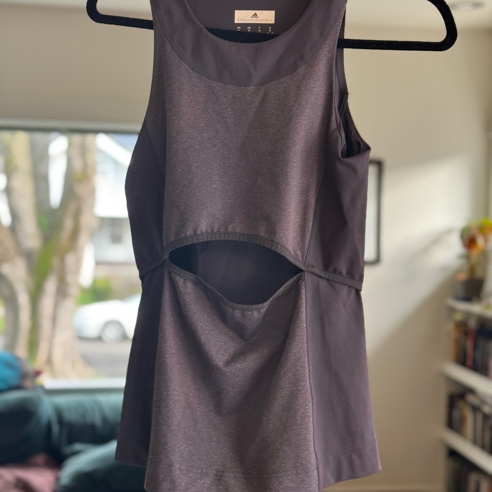 Stella McCartney Adidas Charcoal Cutout Tank Top